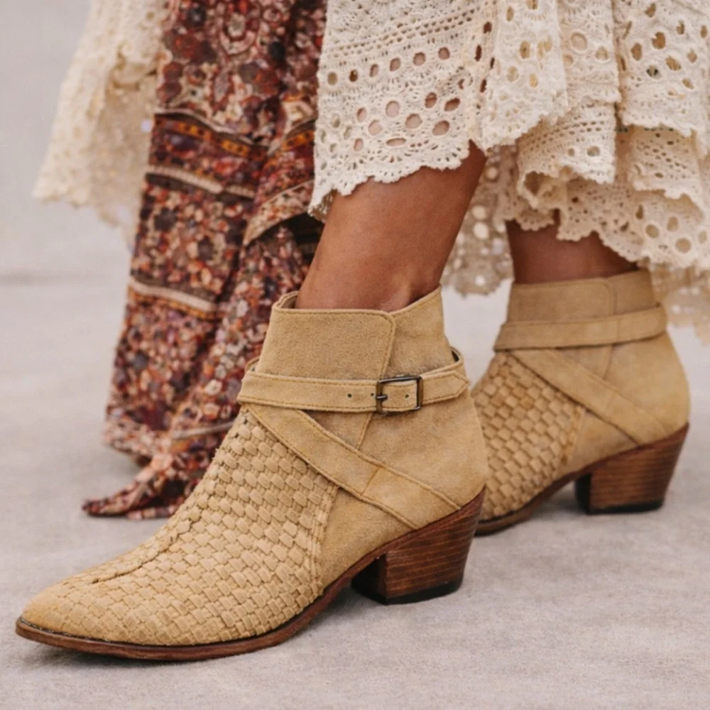 Free People Tan Venture Suede Ankle Boots
Distressed Boho Booties Size 40 NWT - Picture 1 of 9